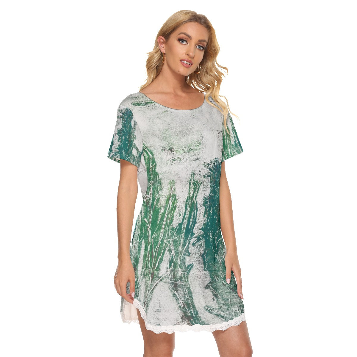 All-Over Print Women's Dress With Lace Edge